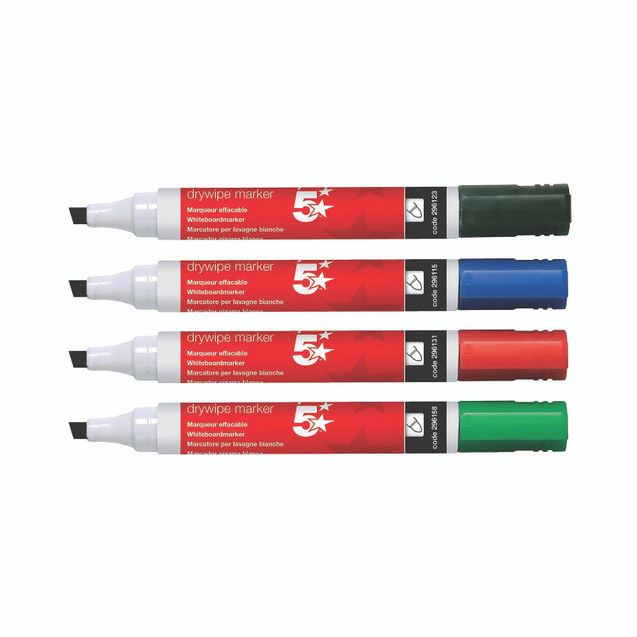 Drywipe Marker Chisel Tip AST PK6