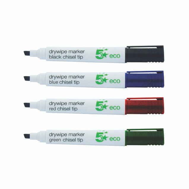 Drywipe Marker Chisel Tip AST PK4