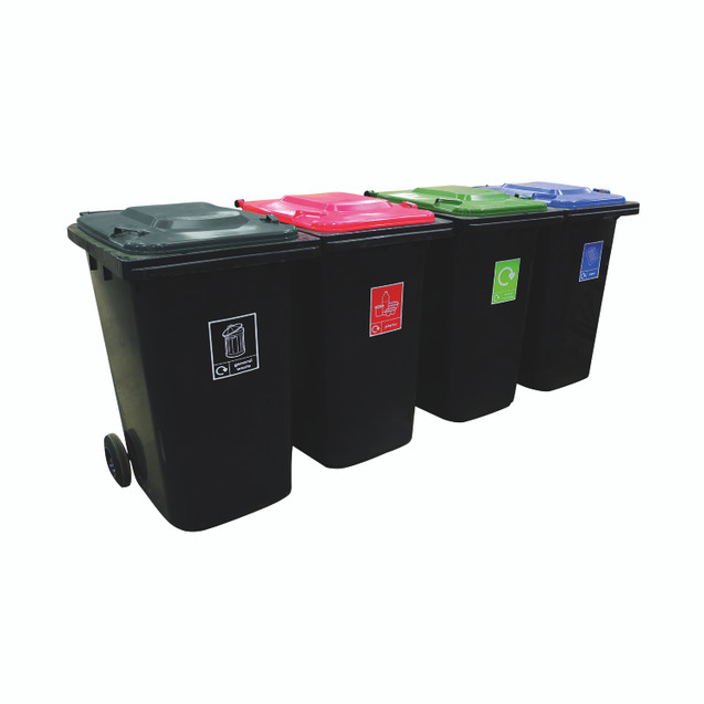 Vfm Wheelie Bins 240L Color Lids PK4