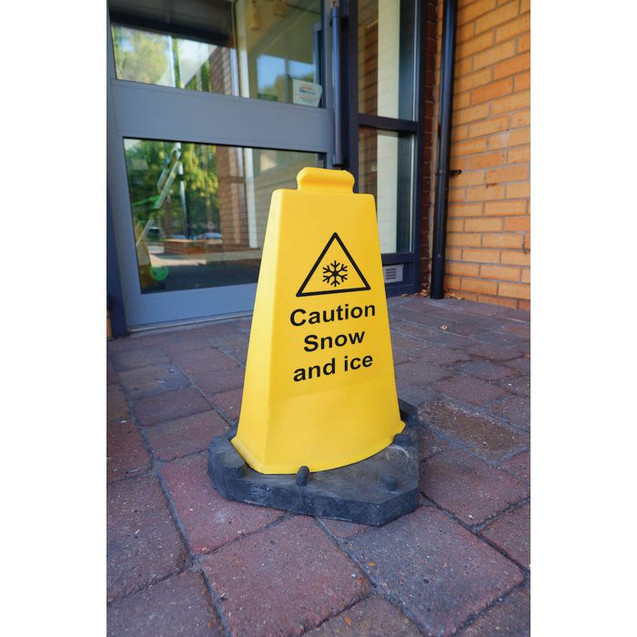 2-SIDED Winter Hazard Cone Yellow