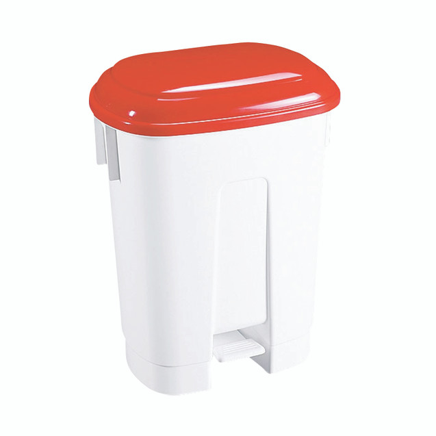 30L Plastic Bin White/Red 348021