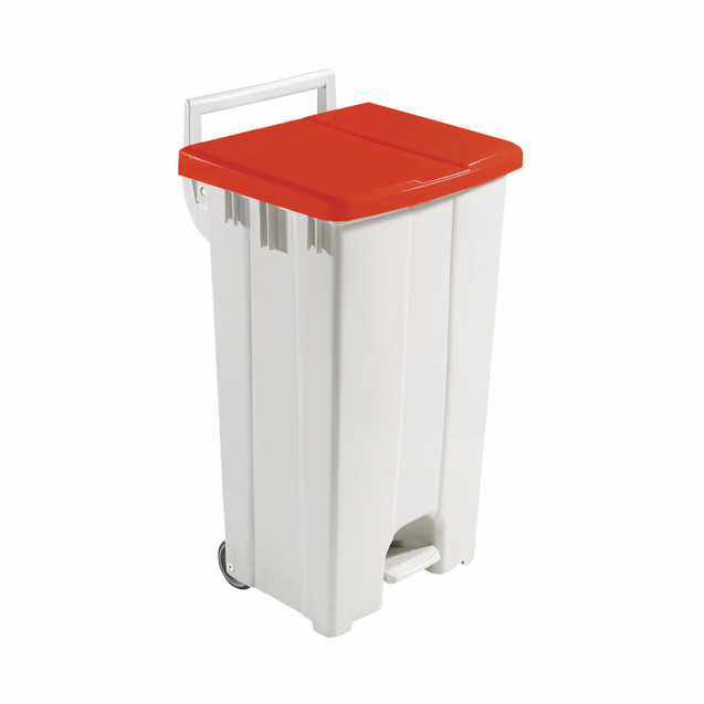 90L Mobile Pedal Bin Lid Red 357004