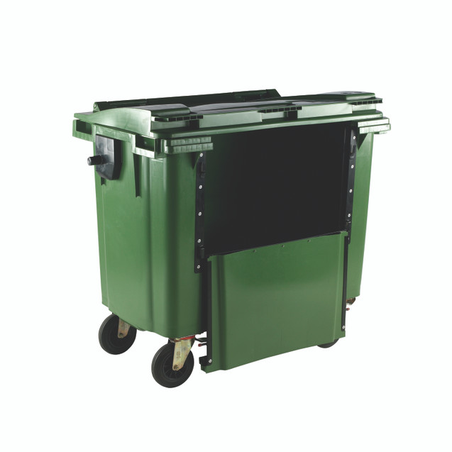1100L Drop Front Wheellie Bin Green