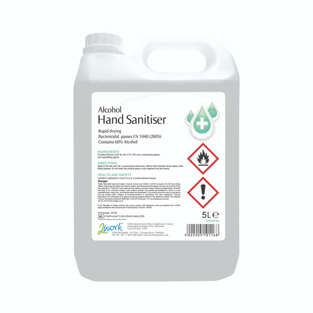 2Work Alcohol Hand Sanitiser 5L PK2