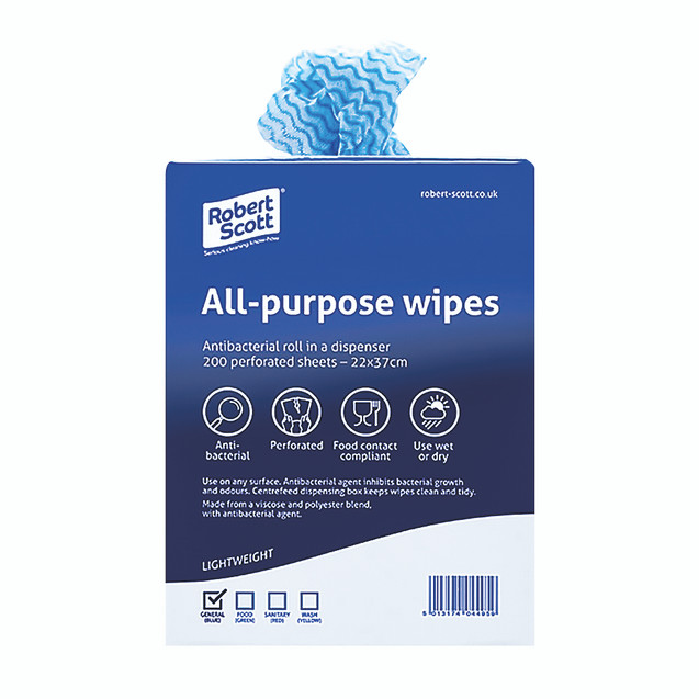 Cloths Rll Antibac Disp BX BLU PK200
