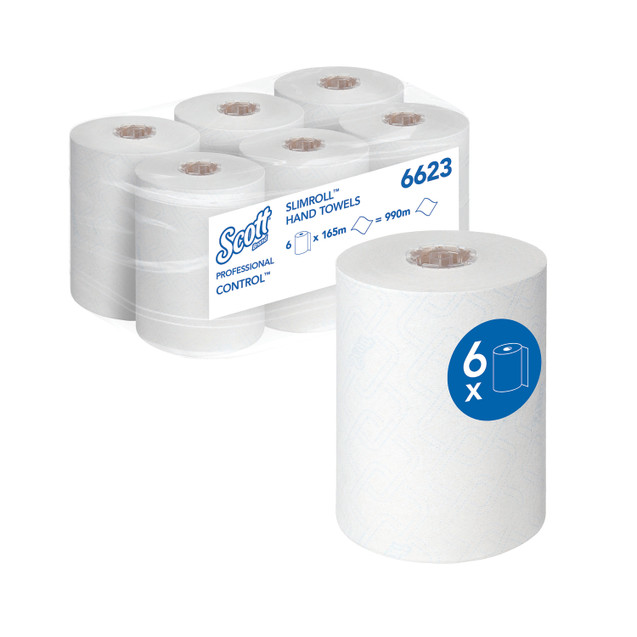 Slimroll Hand Towel Roll White PK6
