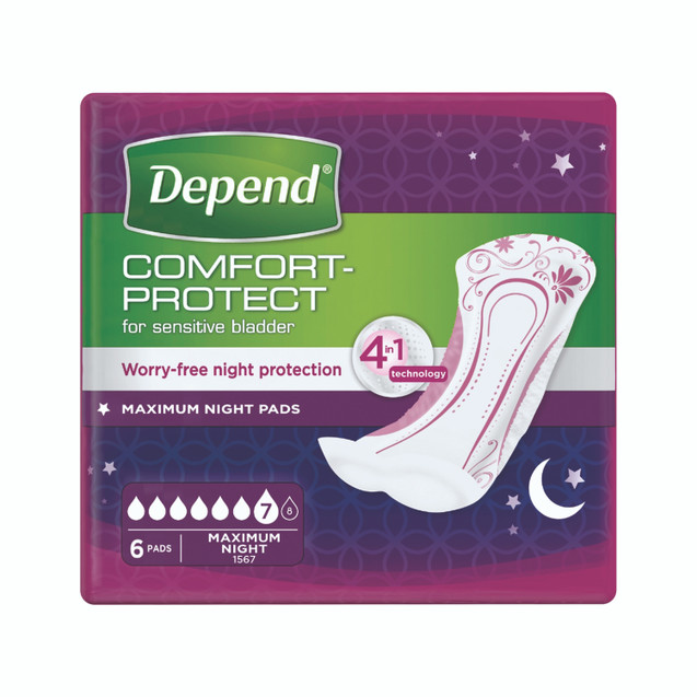 Depend Comfort Prt Max Night Pad PK6