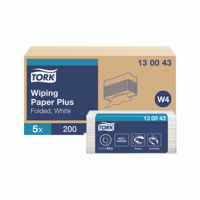Tork Wiper Folded BLU 200 Sht PK5