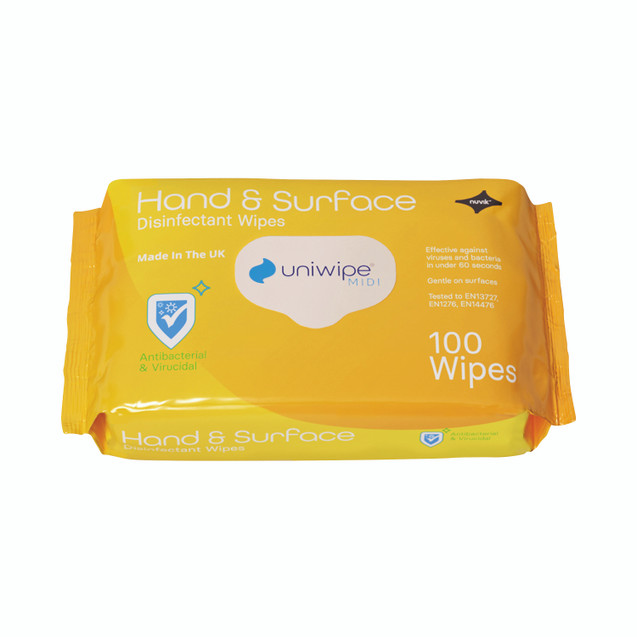 Uniwipe Hand And Surface Wipes PK100