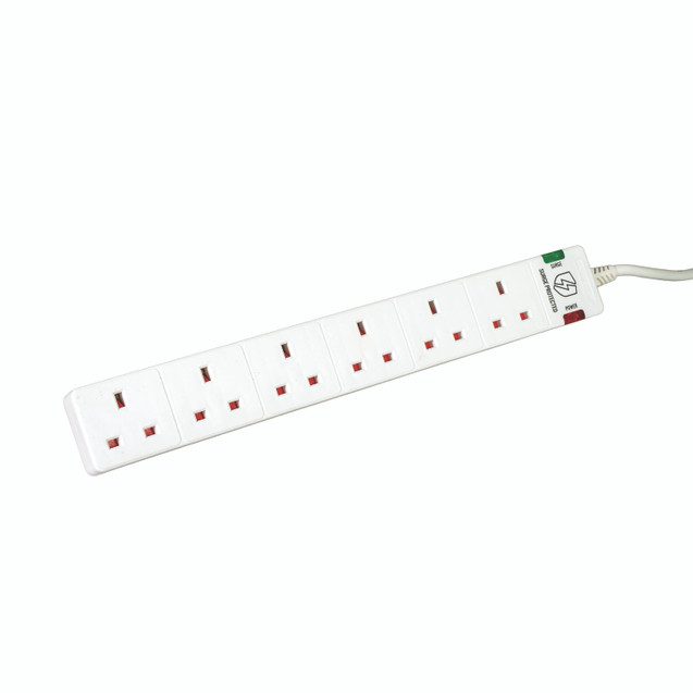 5 Star 6-GANG Extension Lead 2M WHT