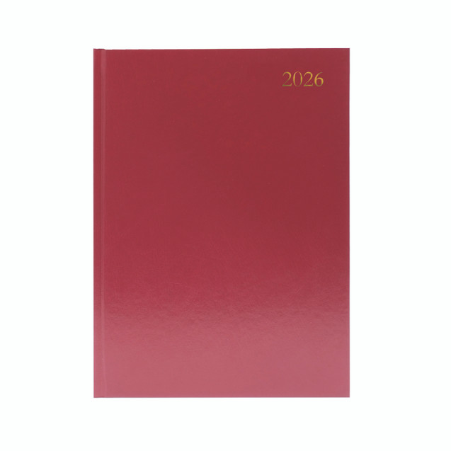 Desk Diary 2 Dpp A4 Burgundy 2026