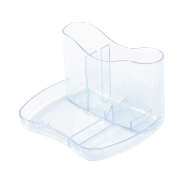 CW Office 5 Star Kaddymaster Desk Tidy Crystal, transparent plastic desk organizer for storing stationery and office supplies.