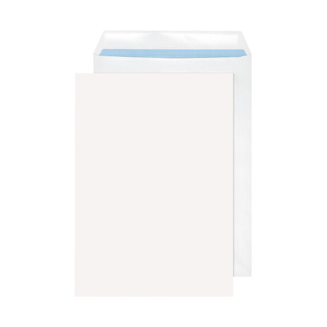 CW Office Evolve Env C4 Recyc Ss 100G WHT P250, white recyclable office envelope open at the top with a blue interior liner.