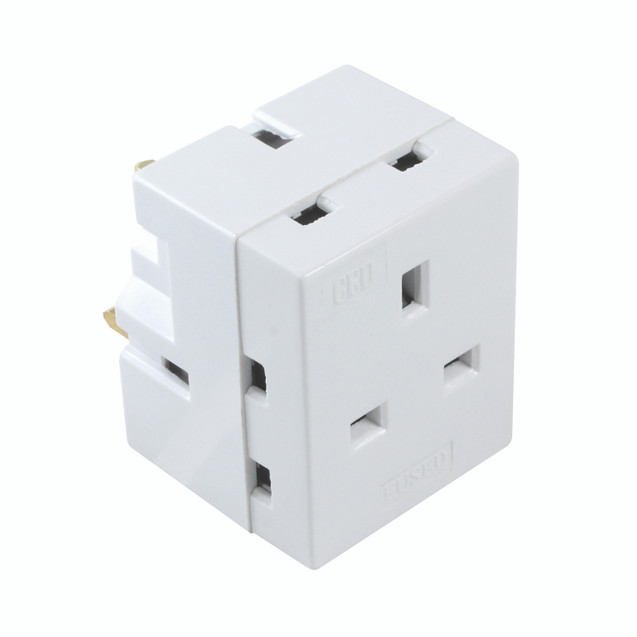 Ced 3-WAY Adaptor Fused 13 Amp White