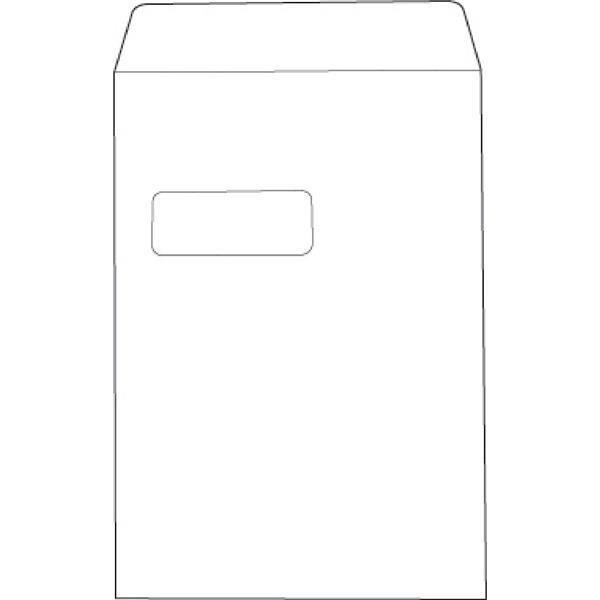 CW Office C4 White Envelope Pack, front view of a white sheet paper envelope with a rectangular window, 100 GSM, pack of 250 sheets.
