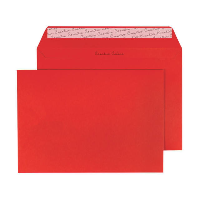CW Office C5 Wallet P/S Env 120GSM Red P250, a red C5 size wallet envelope with a flap and printed interior for office and mailing purposes.