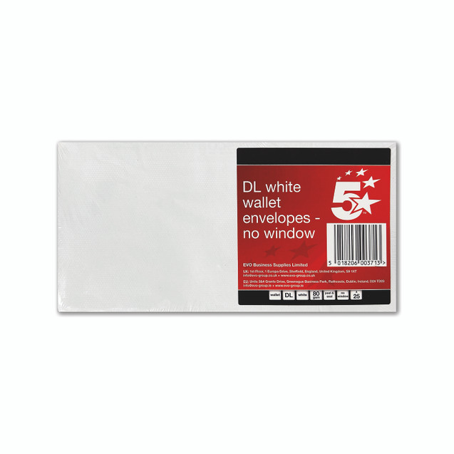 DL Wallet Env Self Seal WHT PK25