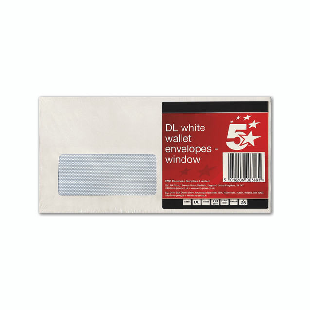 DL Env Window Peel/Seal WHT PK25