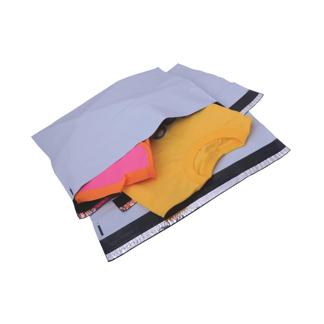 CW Office Gosecure Polt Mail Bag 440X320 PK100, secure mailing bag with yellow and pink clothing items inside.