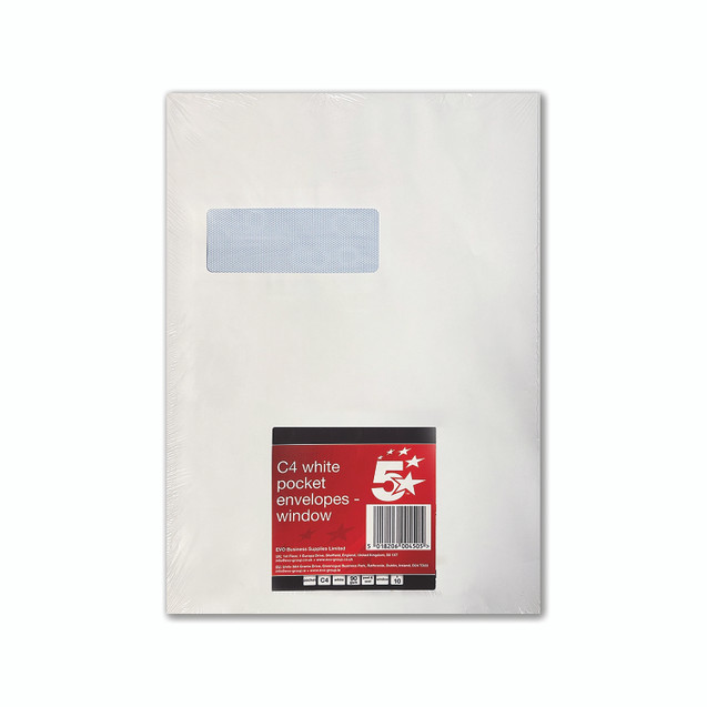 C4 Window Env Peel/Seal WHT PK10