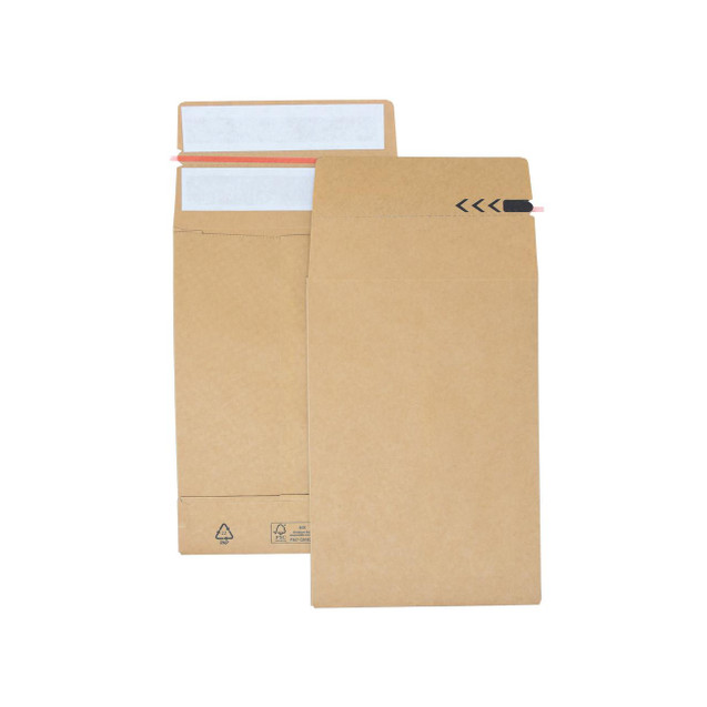 CW Office E-Green C5 Gst Mailer Psl Man PK250, brown paper mailer envelopes with built-in adhesive strips for secure mailing of documents and goods.