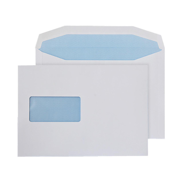 CW Office Q-Connect Banker Envelope White, a set of two white envelopes with blue window and security tint for business mailing.