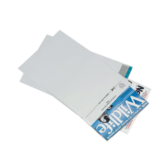 CW Office Gosecure Env 235X310 Lwt Polt PK100, disposable security envelopes with a white exterior and blue branding, designed for secure document packaging and mailing.