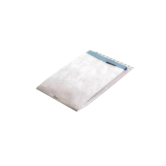 CW Office Tyvek X/S Gus Env Pl/Sl B4A Wh BX100, protective Tyvek envelope with a zip closure for secure document packaging.