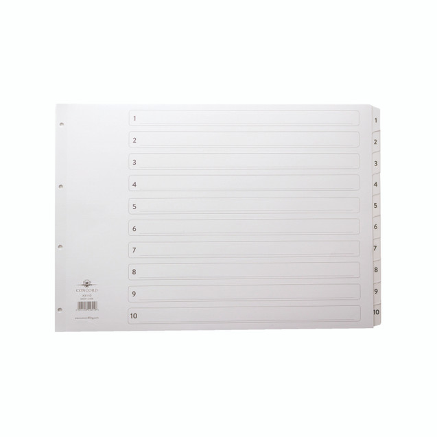 Concord Clasc A3 1-10 Mylar Indx WHT