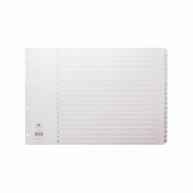 Concord Clasc A3 1-20 Mylar Indx WHT