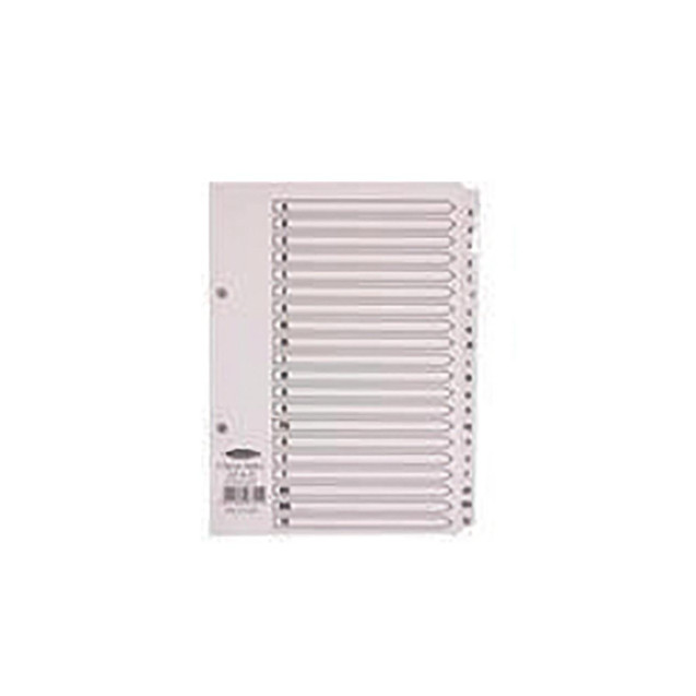 CW Office Concord Reinforced Index A-Z A5 WHT, white reinforced index filing folder with tabbed dividers for alphabetical organization.