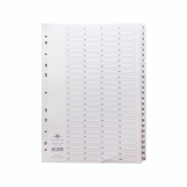 Concord Index A4 1 To 200 Clear