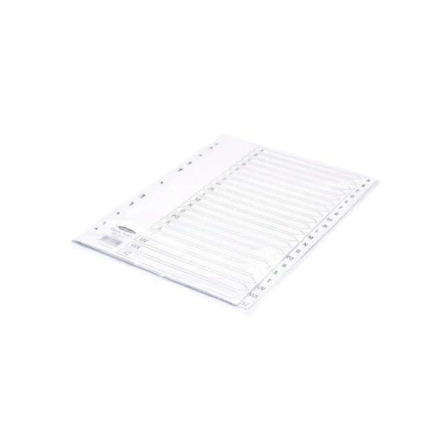 CW Office Concord PP A-Z A4 Index WHT 64601, white index dividers with alphabet tabs for document organization.