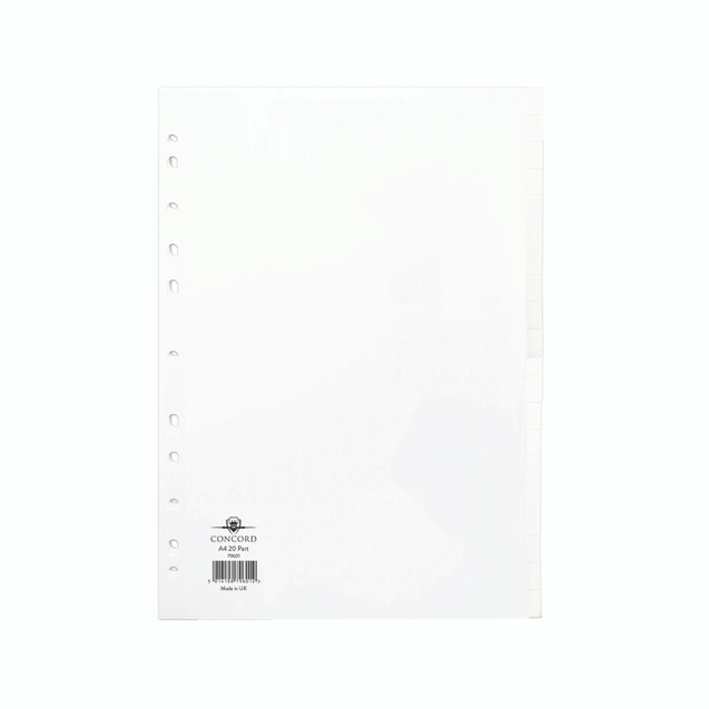 Concord Subject Dvdr 20-PART WHT