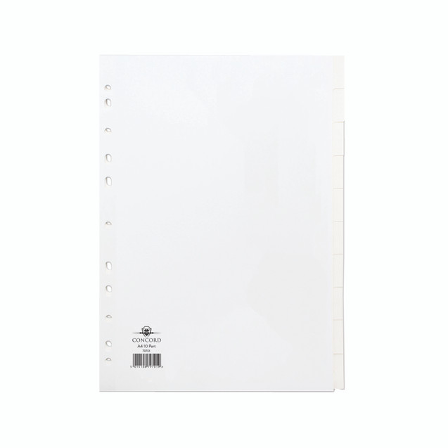 Concord Dvdr 10-PART 150GSM WHT