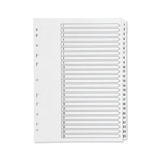 CW Office Q-Connect A4 1-25 Q-Connectlar Index, white index with numbered tabs for organizing files.