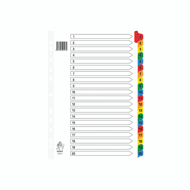 A4 Mylar Index 1-20 Assorted