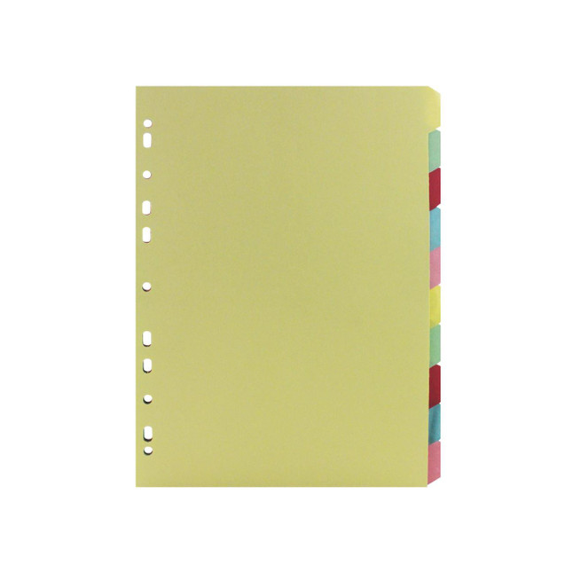 CW Office A4 Manilla Divider 10-PART Green, color-coded multi-tab office divider for organizing documents.