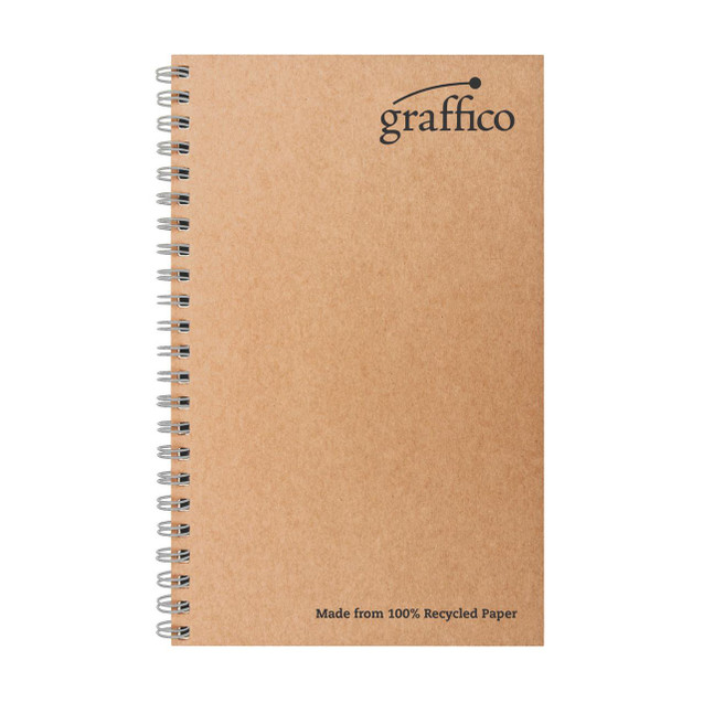 CW Office Graffico By 5 Star PP A5 Notepad P10, recycled paper notepad with spiral binding and natural brown cover.