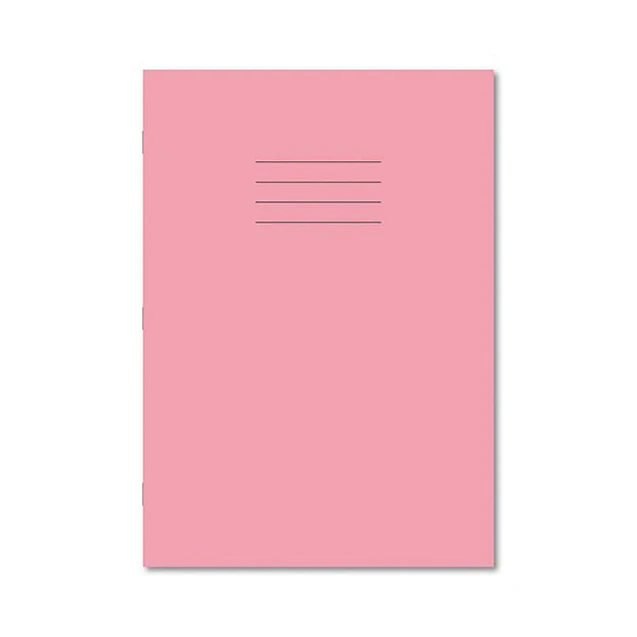 CW Office Exr Book 8MM Lined 80P A4 Pink PK50, pink notepad with lined pages for writing.