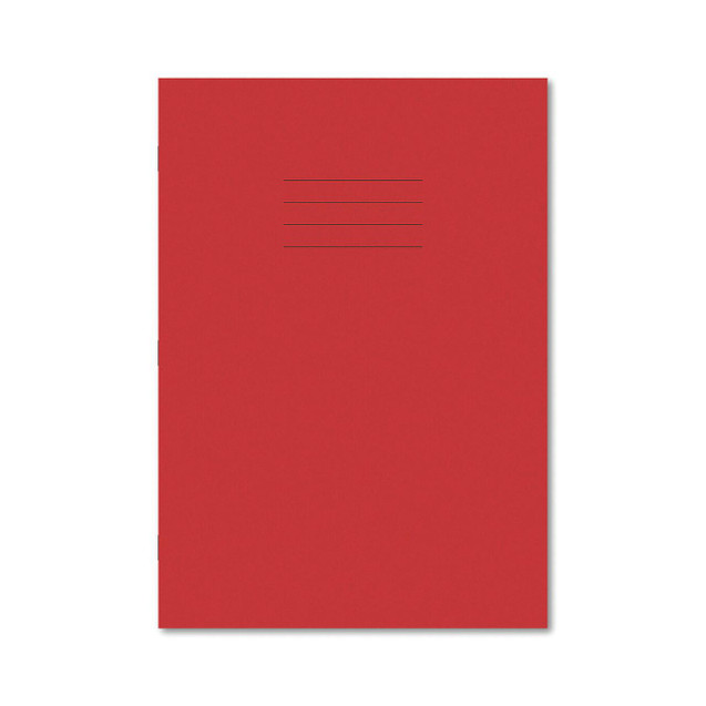 CW Office Exr Book 8MM Lined 80PG A4 Red PK50, red lined notebook with 80 pages for office and school notes.