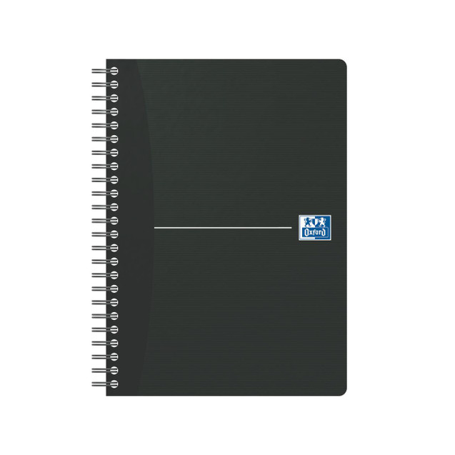 CW Office Oxford Office Smart Notebook A5 BLK P5, black spiral-bound notebook with a textured cover and a small Oxford logo on the front.