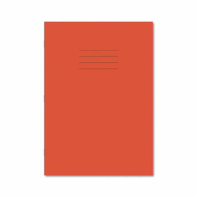 CW Office Exr Book 8MM Lined 80P A4 Org PK50, orange lined notebook with black lines and a plain cover.