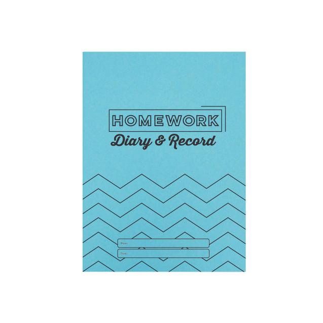 CW Office Silvine Homework Diary Record Book, blue cover with black text and chevron pattern