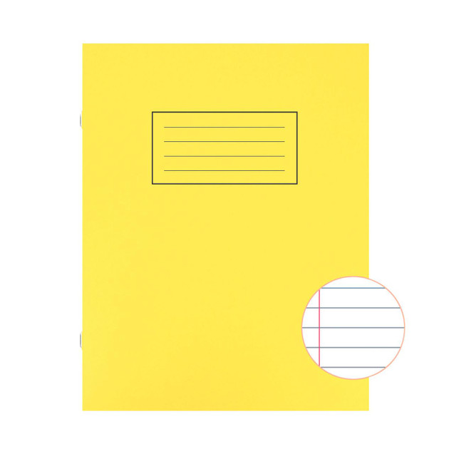 CW Office Silvine 9X7 Exer Books R/M Ylw PK10, yellow exercise books with ruled pages, pack of 10 for school and office use.