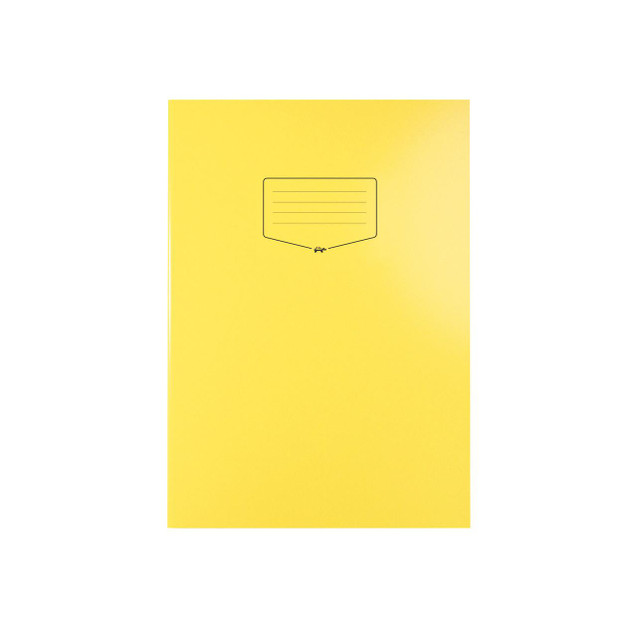 CW Office Silvine Tough Shell Ex Bk A4+ Yw P25, yellow notebook with black lined pages and a minimalistic design.
