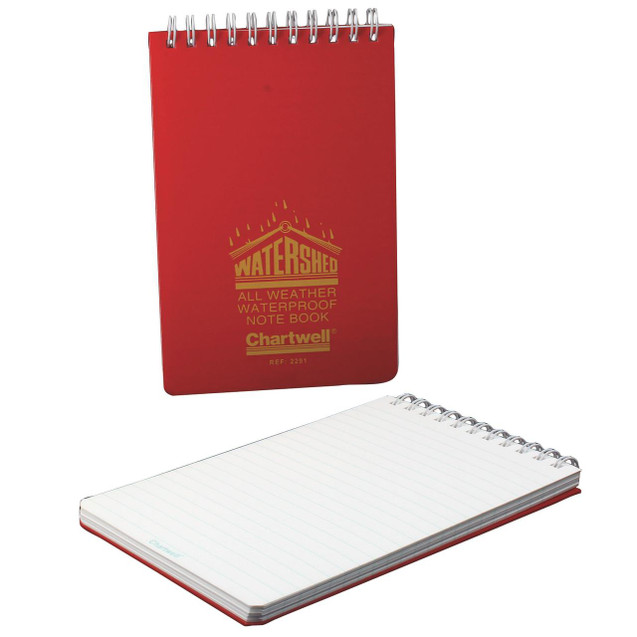 CW Office Chartwell Watershed Waterproof Book, waterproof notebook with red cover and lined pages.