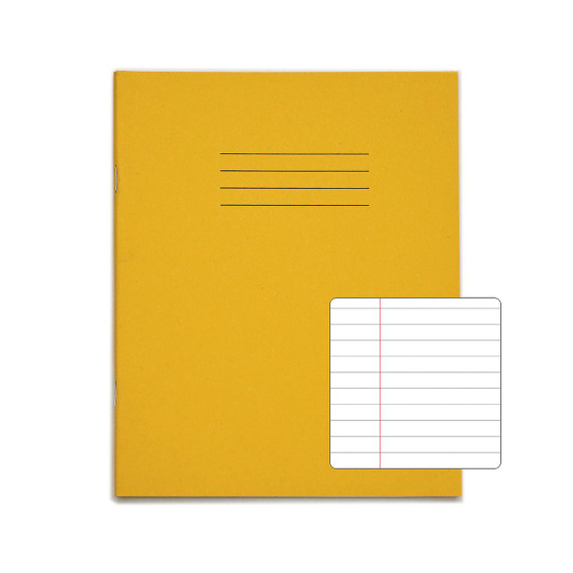 CW Office Rhino Exbook 48P 8X6.5 Yellow PK100, yellow spiral-bound notebook with ruled pages, ideal for note-taking and organizing.