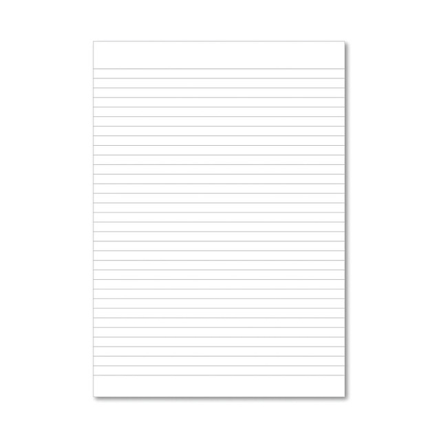 Product CW Office Llef PPR Lnd 1000P Upchd No Mgn PK5, image of a pack of 1000 lined transparent plastic refill sheets for office use.
