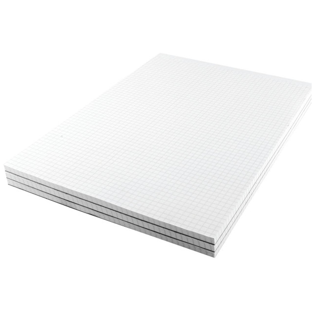 CW Office Q-Connect Memo Pad A4 80 5MM PK10, white memo pads with grid lines, stacked for office and writing needs.